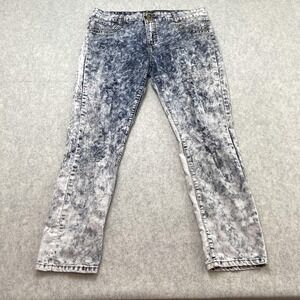 V.I.P. Juniors 15/16 Straight Jeans (37x27) Blue Acid Wash Distressed Denim